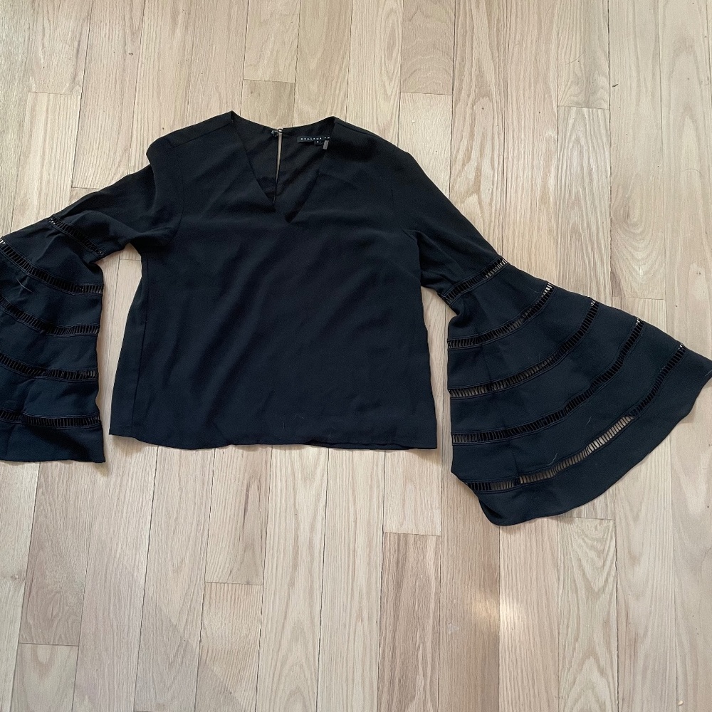 Black Flare Sleeve Top